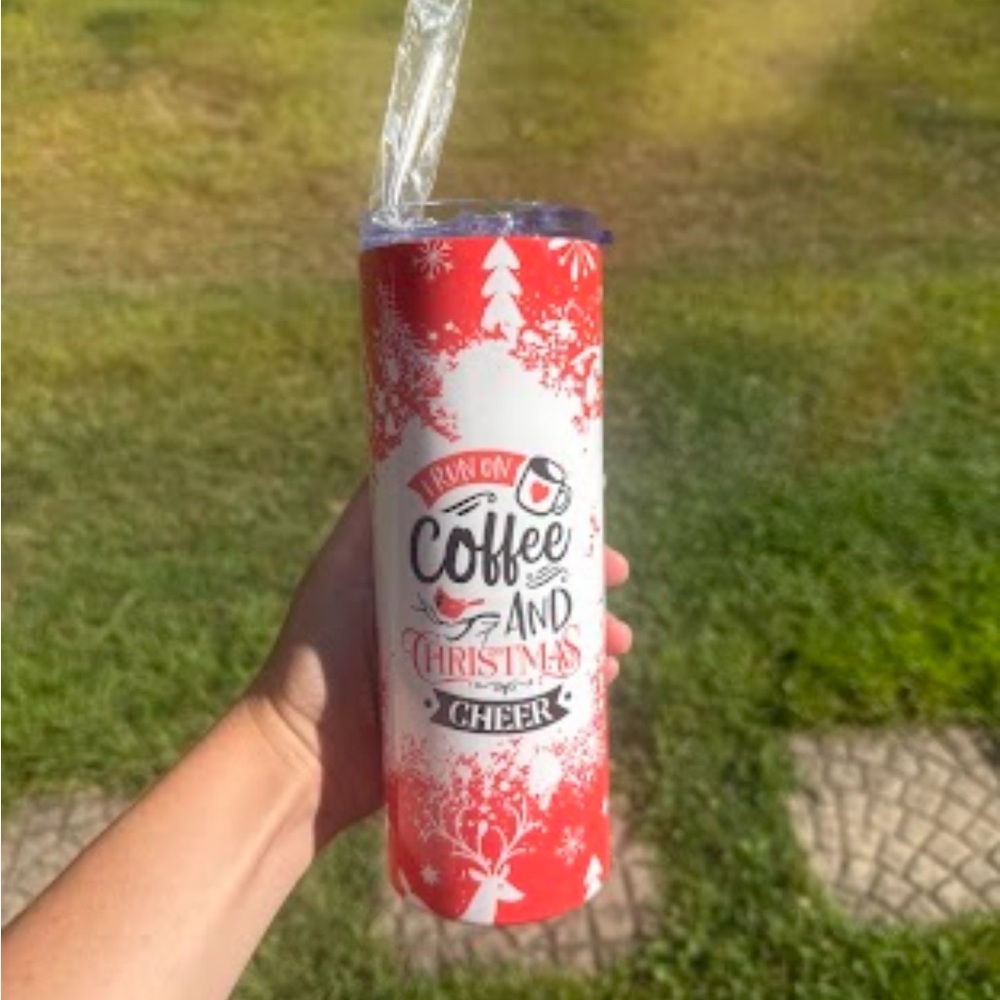 Red and White Christmas Coffee Tumbler